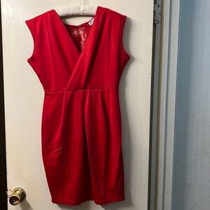 NWT red sleeveless cross-over dress with lace v-shape in the back. size L
